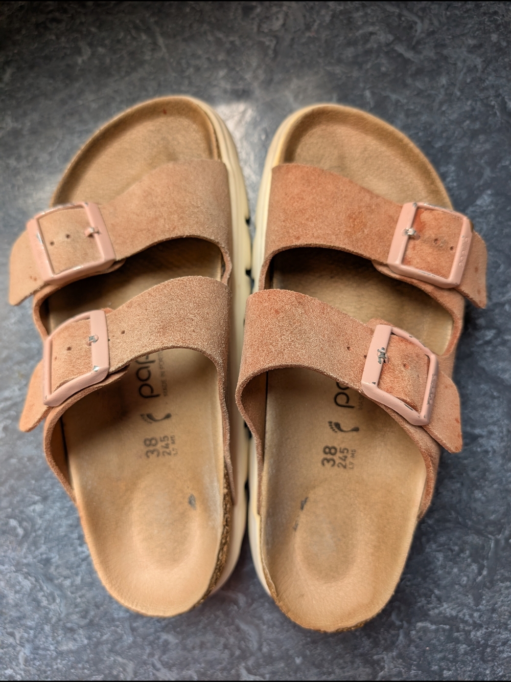 Papillio by Birkenstock Pink Suede Platform Sandals EU 38